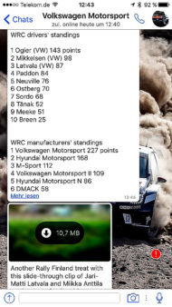 Autoperiskop.cz  – Výjimečný pohled na auta - WhatsApp od mistrů světa: Volkswagen nabídne všem fanouškům mistrovství světa v rallye (FIA WRC) od domácí soutěže v Německu inovativní a informační služby
