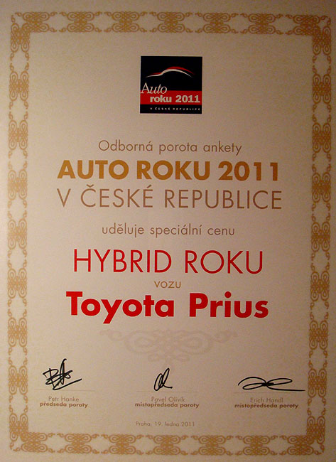 Hybridní Toyota Prius získala významné ocenění v ČR