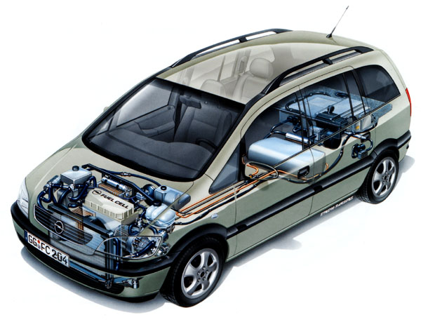 Opel Zafira poháněná palivovými články