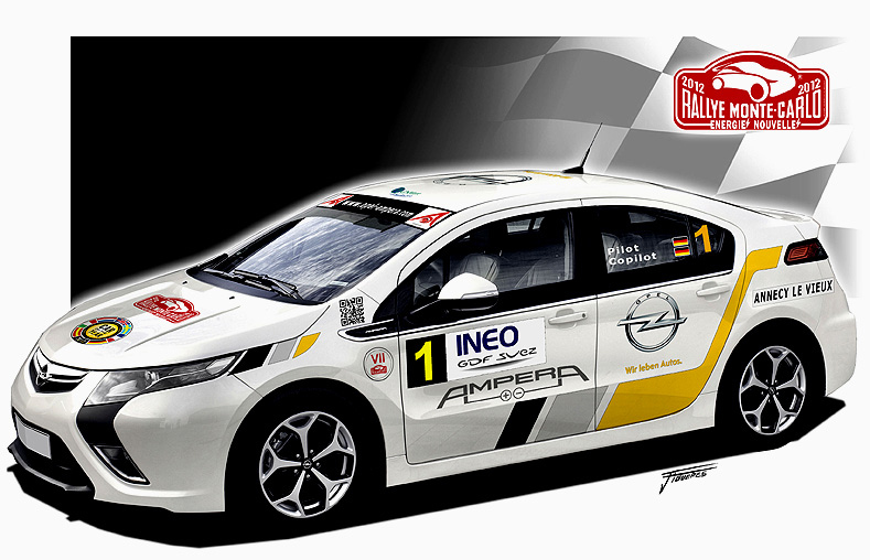 Opel Ampera na startu Rally Monte Carlo v sekci „Alternativní energie“!