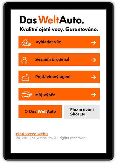 Nabídka aut ze sítě Das WeltAuto během pár klinutí na mobilu