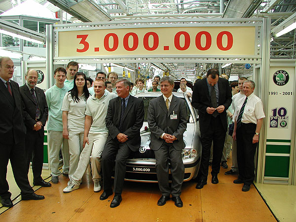 Již 3 000 000 vozů Škoda bylo vyrobeno od roku 1991